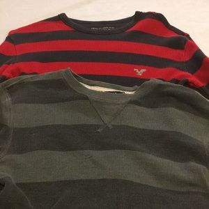 American Eagle Outfitters 2 Long sleeved Men’s Shirts Size Small Red/Black Gray